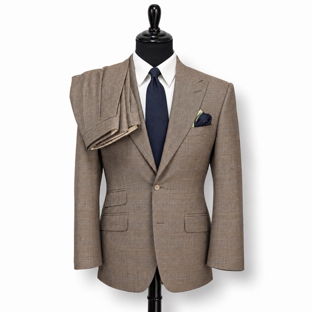 Alan Flusser Bespoke Custom Suit Mens 38S 32x29 Glen Plaid Pleated Cuffed USA